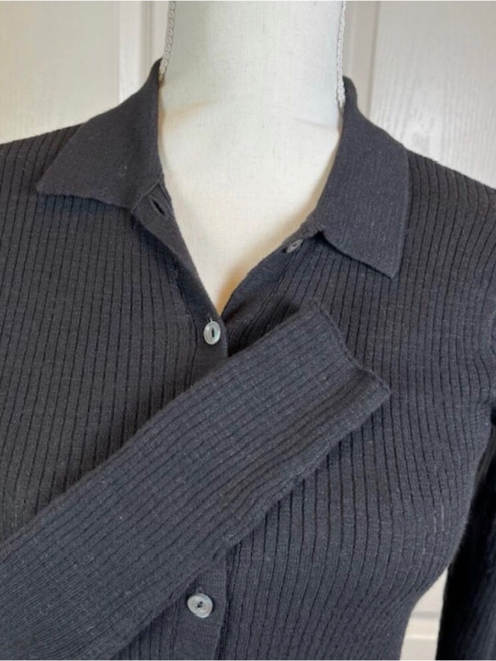 Buck Mason Cotton & Linen Ribbed Button-Front Sweater - Black